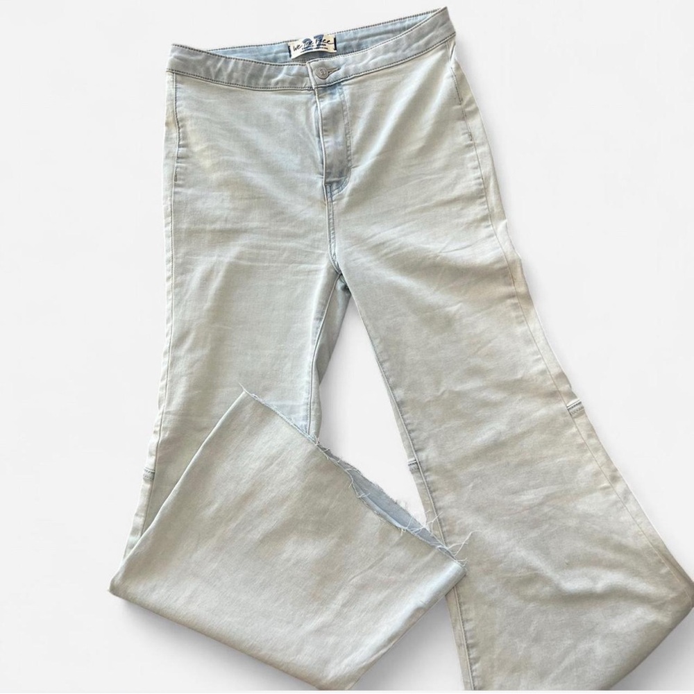 Free People Just Float on Flare Jeans Blue (love Letters) Flare‎ Wide Size 27